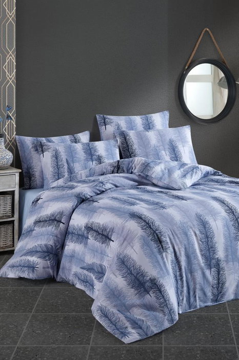 L'essentiel linge de maison Alen Juego de funda de edredón doble Azul y Azul oscuro L'essentiel linge de maison Alen Juego de funda de edredón doble Azul y Azul oscuro